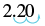 The number 2.20 is displayed with two blue arcs, visually representing the shift of the decimal point two places to the right, a common step in percentage conversions.