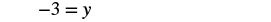 -3 = y is an equation showing that the variable 'y' is equal to the constant value -3. It represents a horizontal line in a Cartesian coordinate system, where all points on the line have a y-coordinate of -3.