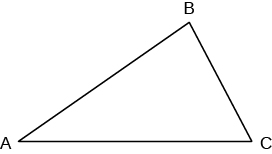 The image shows a triangle with its points labeled A, B, and C.