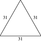 A perfectly balanced equilateral triangle, with each of its three sides clearly marked as 31.