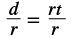 Illustrating the division step to solve for 't' in the equation d = rt, resulting in t = d/r.