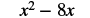 The mathematical expression x squared minus 8x, written in black font on a white background.