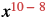 The mathematical expression x^(10-8) is displayed, with the exponent '10-8' rendered in red atop a black 'x' on a white background.