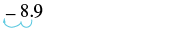 The number -8.9 is displayed in black text on a white background, with light blue wavy lines underneath the -8 portion of the number, suggesting a focus or grouping on the integer part.