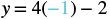 A mathematical equation, y = 4(-1) - 2, is displayed.