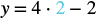 A mathematical equation 'y = 4 * 2 - 2' is displayed, with the second '2' highlighted in a light blue color.