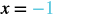 A mathematical equation on a white background, displaying 'x = -1'. The 'x' and '=' symbols are in a dark gray tone, while the '-1' is depicted in a lighter blue color, indicating a numerical value.