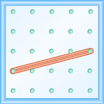 The figure shows a grid of evenly spaced dots. There are 5 rows and 5 columns. There is a rubber band style loop connecting the point in column 1 row 4 and the point in column 5 row 3.