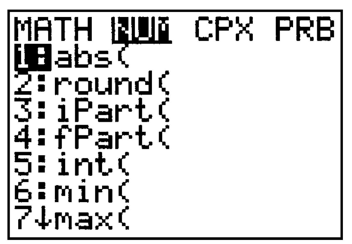 GC Math NUM menu